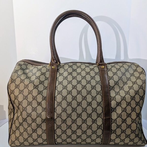 Gucci Vintage Large Boston Bag in GG Supreme Coated Canvas - Picture 5 of 16